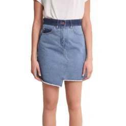 Push In Secret Glamour Contrast Denim Mini Skirt