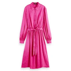 Scotch & Soda Relaxed Fit Jacquard Long Sleeve Midi Dress