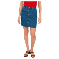 Vero Moda Harper Skater Pock High Waist Short Denim Skirt