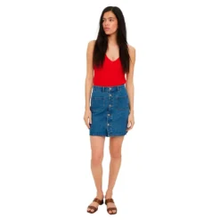 Vero Moda Harper Skater Pock High Waist Short Denim Skirt -Lumi Wear Shop vero moda harper skater pock high waist short denim skirt 4